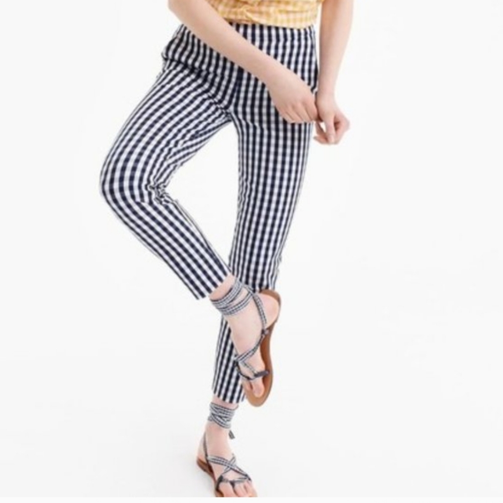 J.Crew Gingham Check High-Rise Martie Cropped Pant in bi-stretch